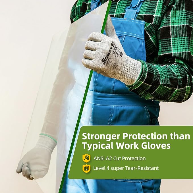 Schwer 240 Pairs Safety Work Gloves with Certified Level 6 Abrasion Resistance, ANSI A2 Cut Resistant Working Gloves with Grip for General Use, Construction, Gardening, Mechanic, 3D-Comfort, LT5636, L