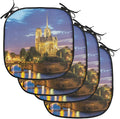 Lunarable Paris Chair Cushion Pads Set of 4, Notre Dame at Dusk Paris France Riverside Scenery Water Reflection, Anti-Slip Seat Padding for Kitchen & Patio, 16"x16", Yellow Brown Blue