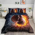 Axolotl Boxing Bedding Set King,Sports Theme Comforter Set,3Pcs Boxing Gloves Bedding,Red Blue Cool Lightning Comforter,Pugilism Games Bed for Kids Boys Teens Men,1 Quilt 2 Pillowcases