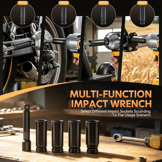 Impact Wrench Compatible with DeWalt Battery -1107Ft-lbs(1500N.m) | Impact Driver, 1/2" Impact Gun 3-Speed High Torque Power Tool for Home Car Pickup Truck RV Mower (No Battery)
