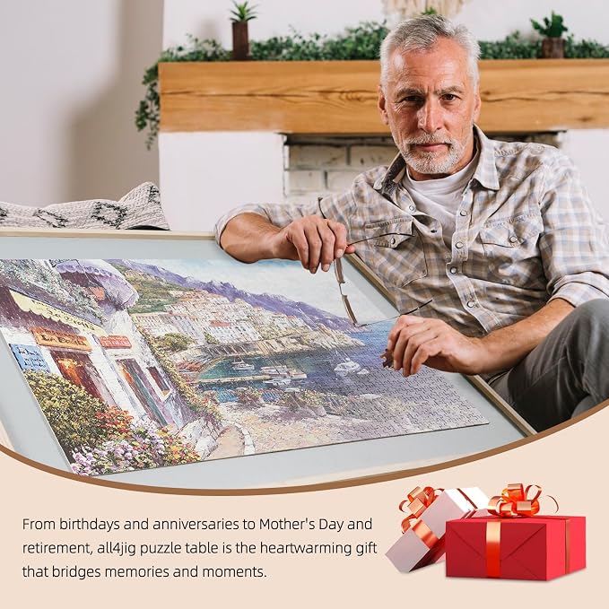 ALL4JIG 2000 Pieces 2-in-1 Tilting&Rotating Puzzle Board for Adults,Wooden Jigsaw Puzzle Table with 4 Drawers, 28.5 "x40.16 Portable Board with Lazy Susan and Cover,with a Tabletop Easel-Style Tilt