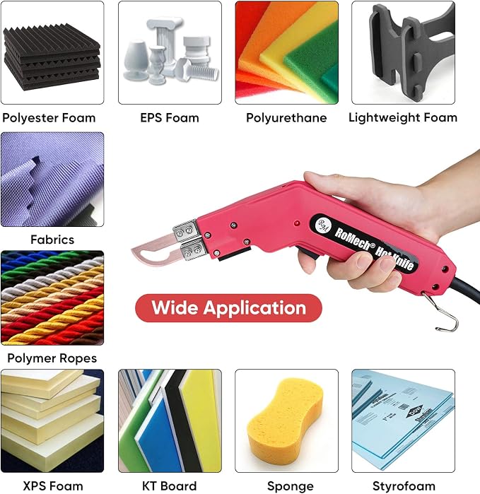 ROMECH Hot Knife Foam Cutter, 120W Electric Foam Cutting Tool Kit with Blades & Heavy-Duty Case for EPS, XPS, EVA, EPP RM-008 (120W)