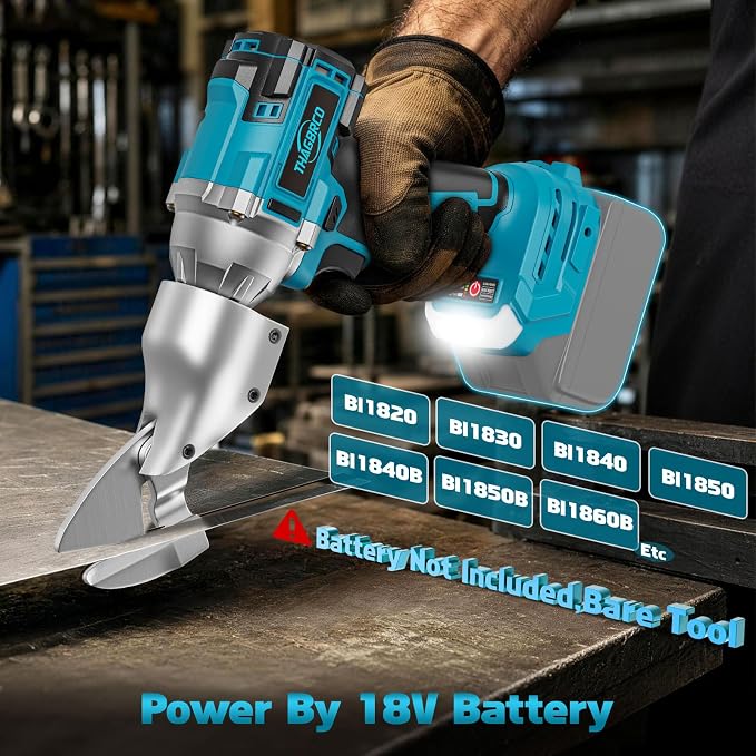 Cordless Metal Shear Compatible for Makita 18V, Brushless Electric Metal Shears 1600RPM for HVAC Ducts, Auto Body Panels &Fencing,Stainless Steel Cutter with LED Light (Tool Only