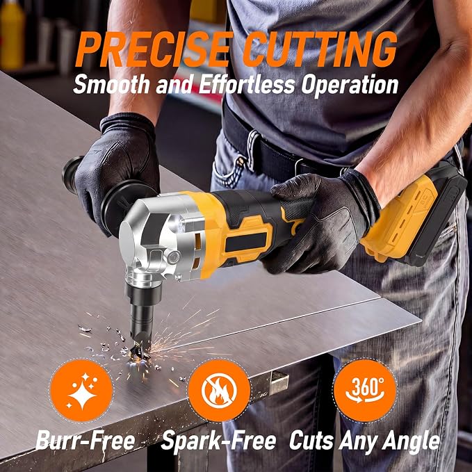 Cordless Metal Nibbler Compatible with DeWalt 20V Battery(No Battery) Brushless Metal Cutter 3-Speed with Assist Handle & 2 Blades for Stainless Steel Aluminum