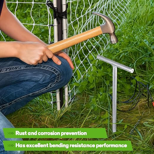 Zonon 48 Inch 2 Pack T-Handle Ground Rod Galvanized 3' L x 1/2" Diameter Ground Rod for Electric Fence Industrial Power Chemical Industry