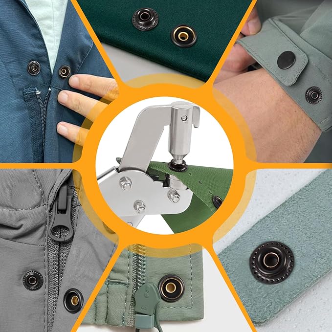 ZAPSIFOU Snap Fastener Tool, Heavy Duty Snap Fastener Kit, Canvas Snap Installation Tool with 160 pcs Boat Cover Snaps, Button Snap Kit with 15mm Black Snaps for Fabric, Tarps, Leather, Sewing