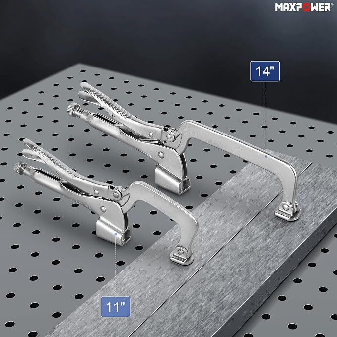 MAXPOWER Bench Clamp 14-inch, Inserta Pliers with M8 Bolts, Welding Table Locking Clamps, Pack of 2