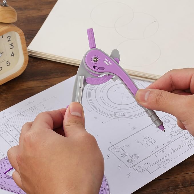 Mr. Pen- Geometry Compass and Protractor Set, 6 Inch Compass, 6 Inch Protractor, Drawing Tool for School, Clear Plastic, Easy Grip, Precision Design for Math, Art, Drafting, Architecture