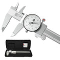 werka Dial Caliper 8 Inch, Shockproof Dial Caliper Measuring Tool with 0.001" Precision Micrometer Caliper with Custom Case, 4-Way Measurement, Stainless Steel