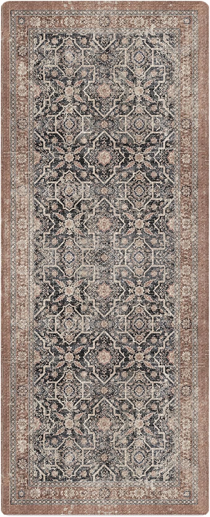 Color&Geometry Anti Fatigue Kitchen Mats for Floor 24x59, Vintage Decor, Easy Clean, Waterproof & Oil Proof, 0.4" Thick Cushioned, Non-Slip Kitchen Runner Rug for Sink, Laundry, Office, Black