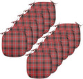 Lunarable Buffalo Plaid Chair Seating Cushion Set of 12, Arrangement with Lumberjack Themes Geometric Concept Pattern Print, Anti-Slip Seat Padding for Kitchen & Patio, 16"x16", Vermilion and Grey