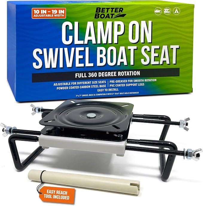 Clamp On Boat Seat Swivel Mount for Jon Boats 360 Degree, Adjustable