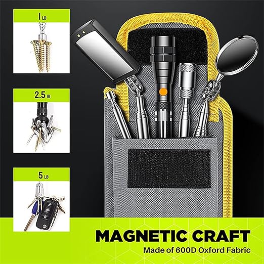 Telescoping Magnetic Pickup Tool Set, Inspection Mirror Telescoping, LED Flashlight, Cool Gadgets for Men, Stocking Stuffers, Gifts for Dad, Husband, Kids, Boyfriend, Magnet Stick (Yellow)