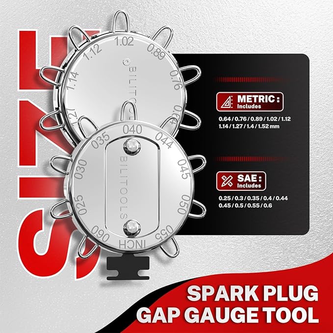BILITOOLS 7pcs Magnetic Swivel Spark Plug Socket Set & Gap Tool, 3/8" Drive | 9/16,5/8,14,16mm Magnetic Swivel Sockets in 6 & 12-Point, Plus Gap Tool & Case — CR-V Steel, Rust-Resistant