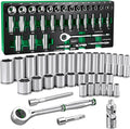 SK 1/2" Drive Socket Set with 160-P Ratchet, 34-Piece SAE Sockets | SuperKrome Finish, Premium CR-V Steel, Heat Treated, with EVA Foam Tool Organizer