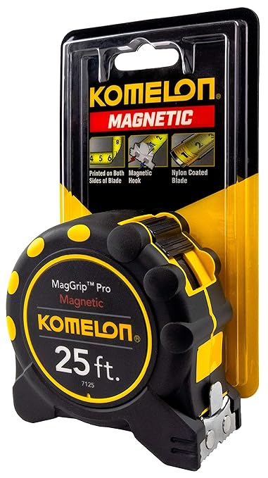 Komelon 7125 Monster Maggrip 25-Foot Measuring Tape with Magnetic End, Yellow, 25ft- Blade