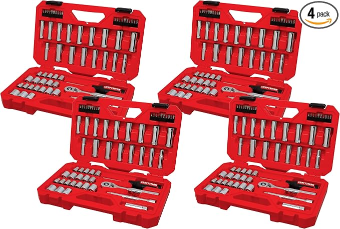 CRAFTSMAN Mechanics Tool Set, 3/8 Inch Drive, 61 Piece (CMMT45161) (Pack of 4)