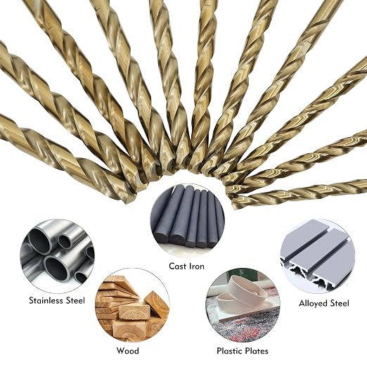 GMTOOLS 21Pcs Cobalt Drill Bits Set, M35 HSS, 135 Degree Tip, Twist Jobber Length Drill Bit for Hardened Metal, Cast Iron, Stainless Steel, Plastic and Wood with Metal Indexed Storage Case 1/16"-3/8"