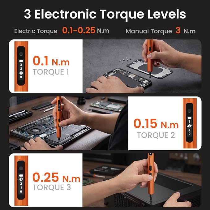 52-in-1 Electric Precision Screwdriver Set, Mini Electric screwdriver, 48 S2 Bits with ABS Magnetic Storage, for precision repair of watch, camera, Laptop, Gaming Consoles (Orange)