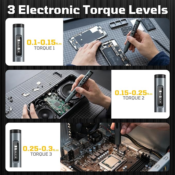 Mini Electric Screwdriver Set 3.7V, 62 in 1 Precision Screwdriver Set, Cordless Screwdriver Rechargeable with 60 Bits, Power Repair Tool Kit for rc Car, Phone, Camera, Laptop