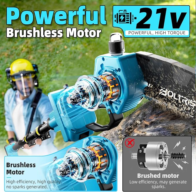 3-in-1 Electric Pole Saws for Tree Trimming, 8 Inch & 6 Inch Mini Chainsaw Cordless with 2x4.0 Ah Battery, Battery Powered Pole Chain Saw, 16 Ft Reach, Telescopic Chainsaw Tree Trimmer Branch Cutter