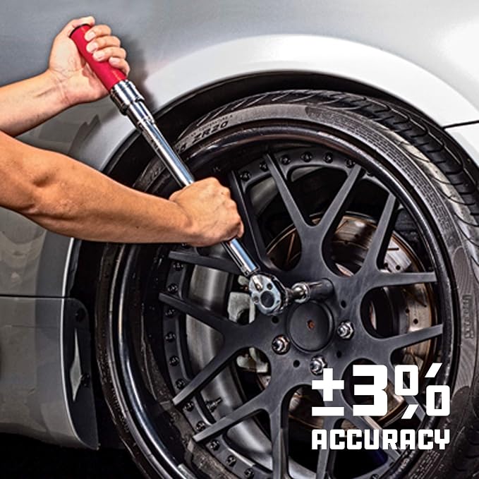 Powerbuilt Micrometer Torque Wrench, 1/2 Inch Drive, Dual Scale, Working Range 30 to 150 Ft-Lbs, Retractable Lock, Storage Case - 649974