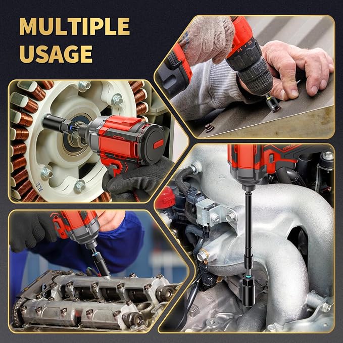 86PCS Magnetic Impact Nut Driver Set Metric & SAE with Socket Adapters, Wing Nut Driver, Universal Sockets, Bit Holder, Quick Release Extension, Power Bits, Storage Box