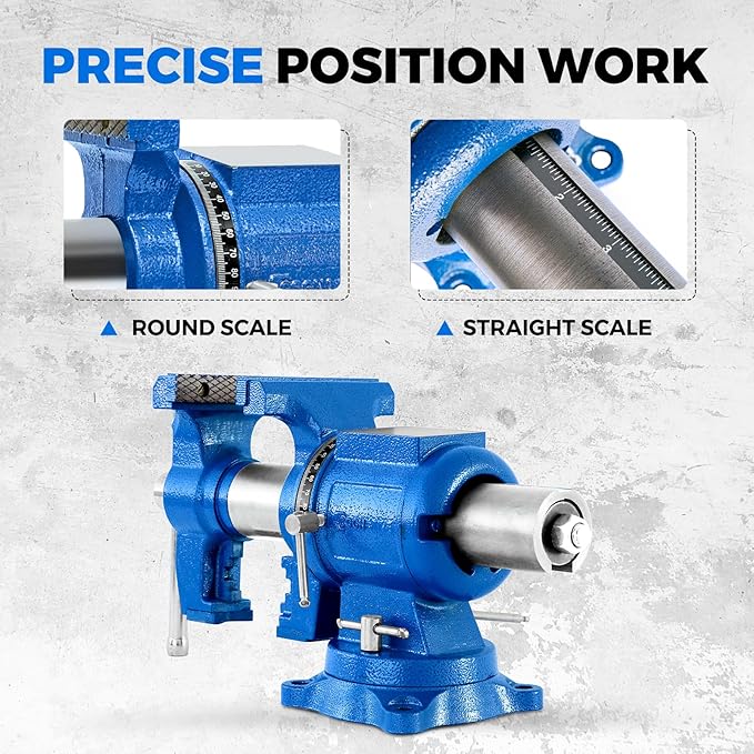 5-Inch Heavy Duty Bench Vise Ductile Iron Bench Vise 360° Multi-Purpose Bench Vice with Anvil, Clamp force 4000KG, Blue