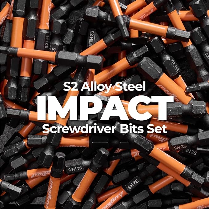 toolant 5/16" Impact Hex Bits Set 10pcs, 1/4” Hex-Shank Allen Wrench Drill Bit Set, S2 Steel, CNC Machined Tips with Magnetism, 2” Long with Storage Box