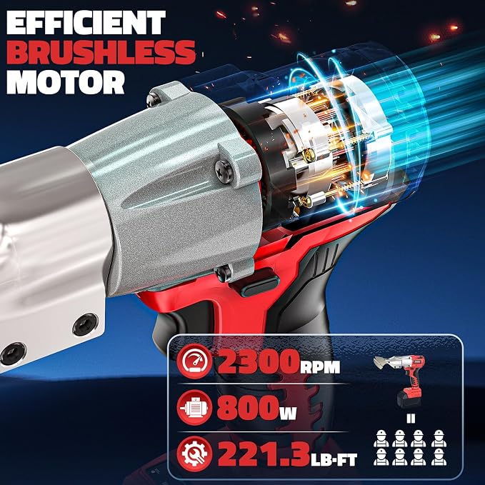 MtiolHig Cordless Sheet Metal Cutter: Sheet Metal Nibbler Compatible with Milwaukee 18V Battery - 221 Ft-Lbs Torque Metal Shears - Cuts 18GA Material for Steel, Leather & Carpet(Tool Only)