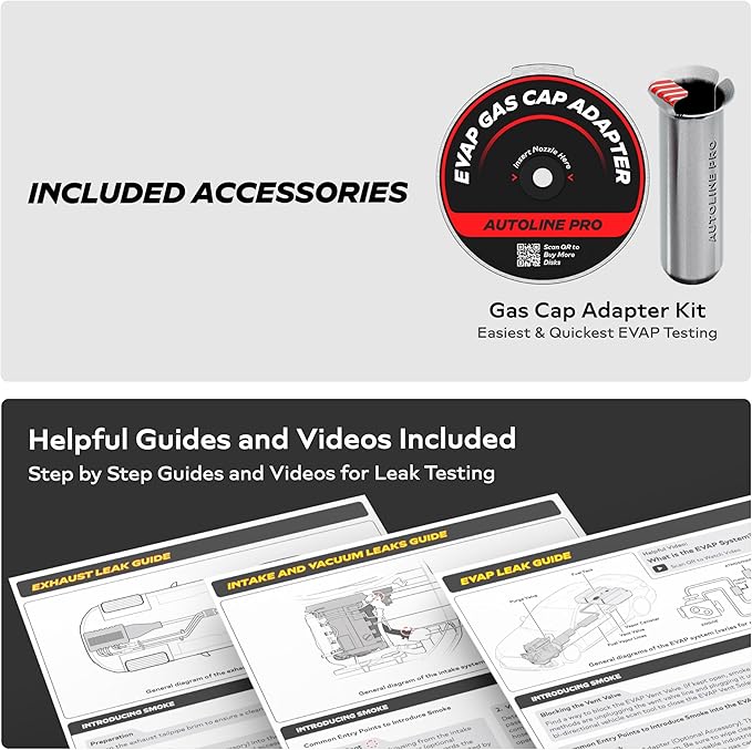AutoLine Pro HyperSmoke™ Automotive Smoke Machine EVAP Vacuum Leak Tester – Adjustable Pressure – OEM Approved Smoke Fluid – Built-in Air Compressor Motor – Includes Gas Cap Adapter for EVAP Leaks.