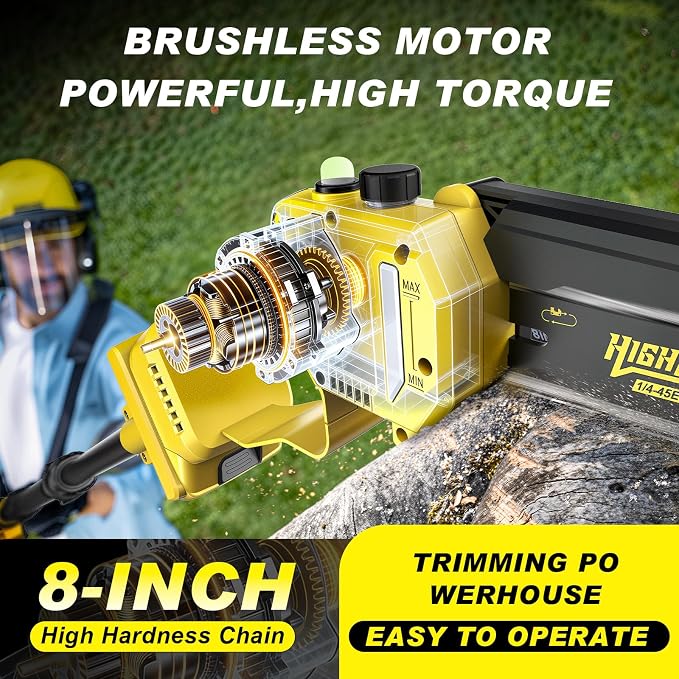 4-in-1 Cordless Pole saw Pruning Set,Electric Pruning Shears & 8 Inch pole saws for tree trimming with 13.8ft Max Extension Pole,Brushless Motor,Two 4.0Ah Batteries, Electric Pole Saw Tree Trimming