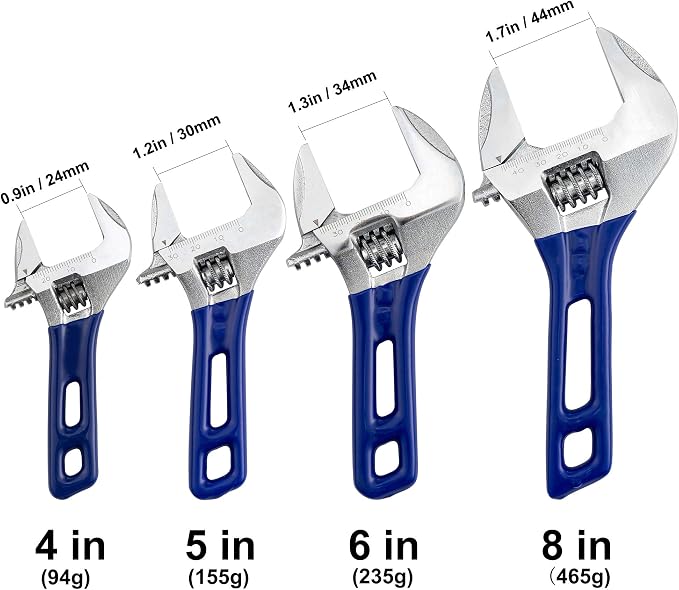 Large Opening Adjustable Wrench Spanner with Short Handle 5''(Max Opening: 30mm/1.2 inch)