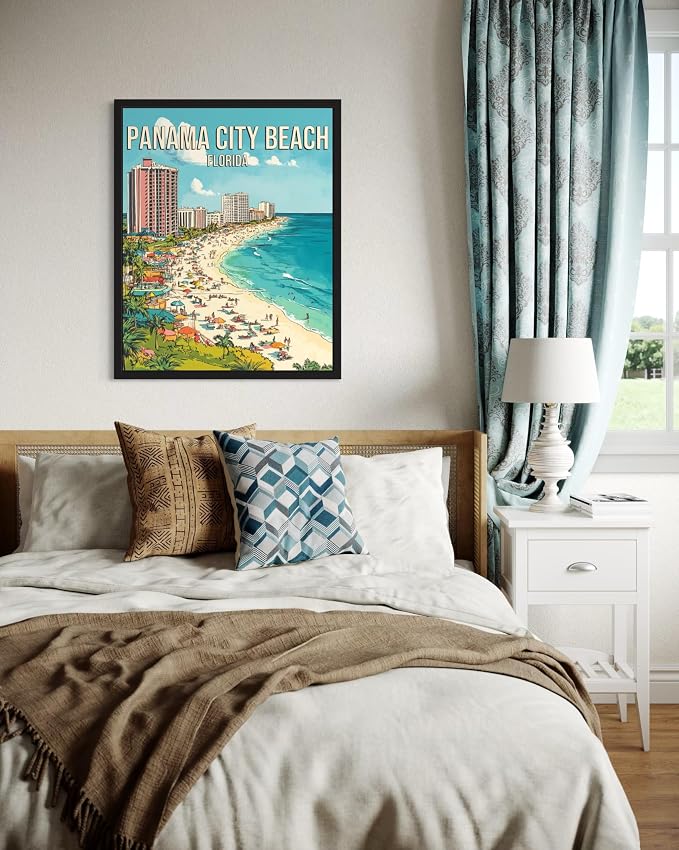 Panama City Beach Florida Unframed Wall Art Print Poster, US Vintage Retro Beach Scenery Posters Prints for Restroom Home Picture Painting Artwork Gallery 219 (Panama City Beach Florida, 24"L x 18"W, Unframed)
