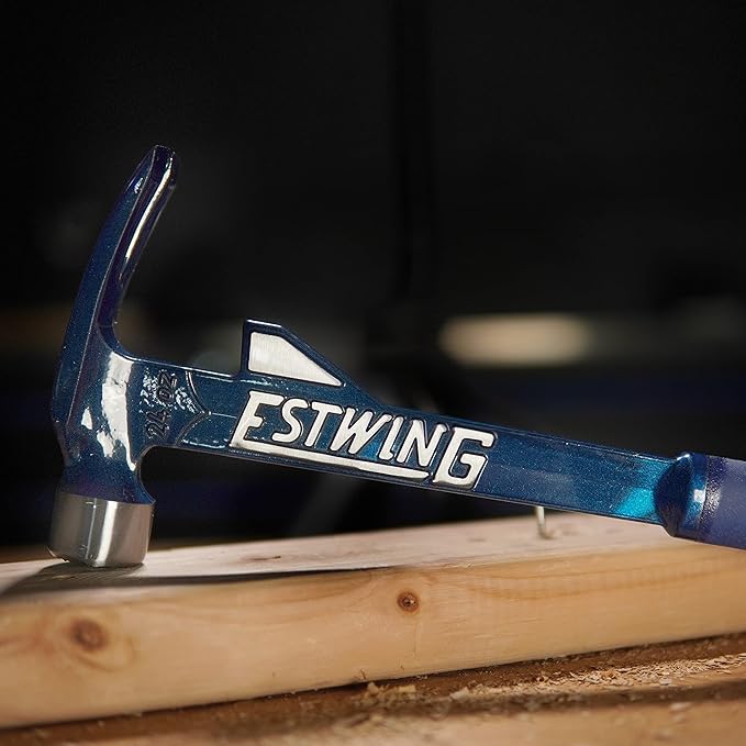 ESTWING Hammertooth Hammer - 24 oz USA Made Long Handle Straight Rip Claw Hammer with Milled Face & Shock Reduction Grip - E6-24TM