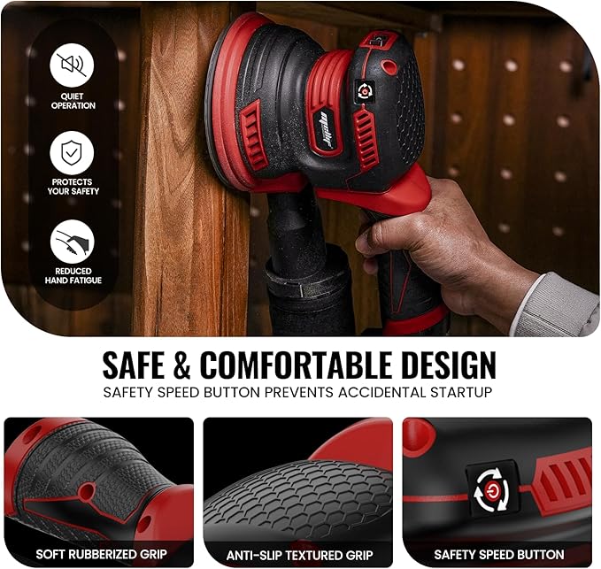 5'' Brushless Cordless Random Orbital Sander Compatible with Milwaukee 12V Battery(Tool Only) Electric 14000OPM Palm Sander with Dust Bag,3 Variable Speed, 10 Sandpapers, for Sanding,Woodworking,Metal