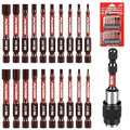 21-Piece 2.5" Hex Head Allen Wrench Drill Bit Set, 1/4" Hex Screwdriver Bits Set with Durable Magnetic Impact Bit Holder, SAE & Metric Allen Key, S2 Steel, Mechanic Home Repair