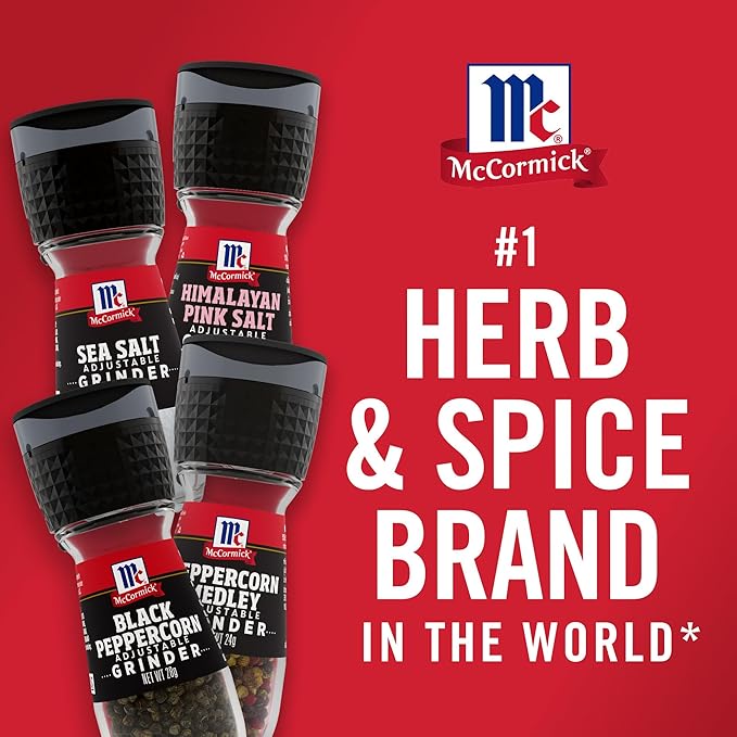 McCormick Grinder Essentials Variety Pack, Non GMO, Varieties Include Black Peppercorn, Himalayan Pink Salt, Peppercorn Medley & Sea Salt, 6.47 oz