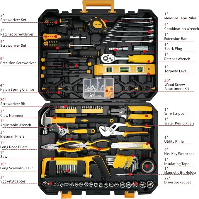 168-Piece Tool Set with Screwdrivers Ratchet Wrenches Tool Kit for Home