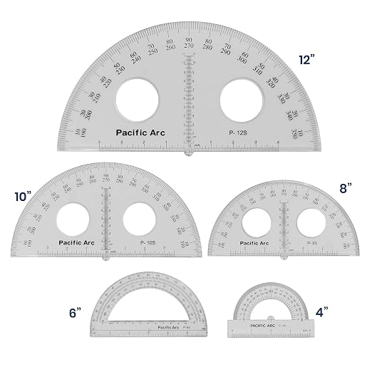 Pacific Arc's 4 Inch Plastic Protractor Clear Ruler