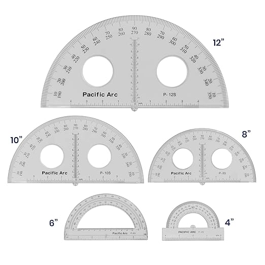 Pacific Arc's 4 Inch Plastic Protractor Clear Ruler