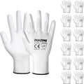 DULFINE Safety Work Gloves PU Coated-12 Pairs,White Seamless Knit Glove with Polyurethane Coated Smooth Grip on Palm & Fingers, for Men and Women, Ideal for General Duty Work (XX-Large)