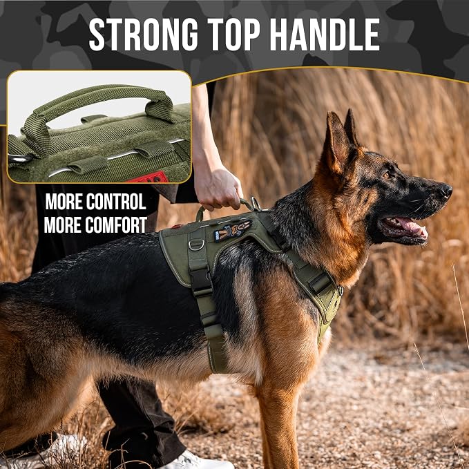 OneTigris No Pull Tactical Dog Harness for Medium Large Dogs | Reflective K9 Working Easy Control Vest – Adjustable Dog Harness with Hook & Loop Panels for Walking, Hiking & Training