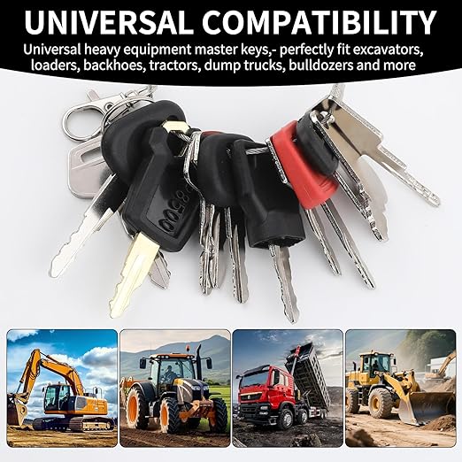 12 Pcs Heavy Equipment Keys Master Set, Replacement Ignition Key Compatible with Cat Caterpillar Case JD Hyster Komatsu Hitachi JCB Takeuchi Kubota Hyundai Kobelco Volvo Bobcat