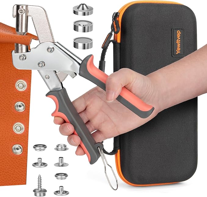 Heavy Duty Snap Fastener Tool with Case, Button Snap Replacement Kit Snap Tool with 80 Sets Metal Snaps Buttons for Fastening/Boat Cover/Tarps/Canvas/DIY/Leather/Sewing/Repair/Fabric