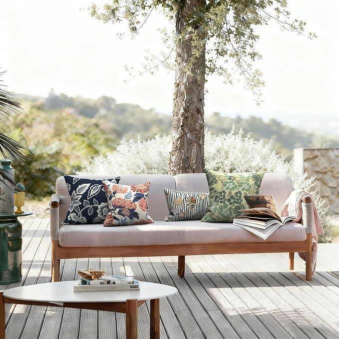 LVTXIII Outdoor Pillows 20x20 Inch, 2 Pack Large Decorative Square Throw Pillows with Inserts for Couch, Bed, Floor Seating, Patio Furniture, Green Rose