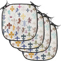 Lunarable Fleur De Lis Chair Cushion Pads Set of 4, Pattern with Lions Horses Griffins Unicorn and Royal Flower Fantasy Art, Anti-Slip Seat Padding for Kitchen & Patio, 16"x16", Ivory Multicolor