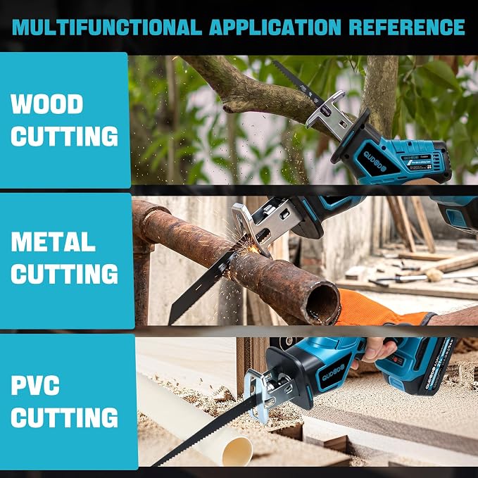 Mini Reciprocating Saw, 21V 3 Variable Speed, 0-3500 Brushless Motor Cordless Powered Saw with 2x4.0Ah Battery, Tool-Free Blade Change, LED Work Light, Hand Recíproca for Woods/Metal/Plastic