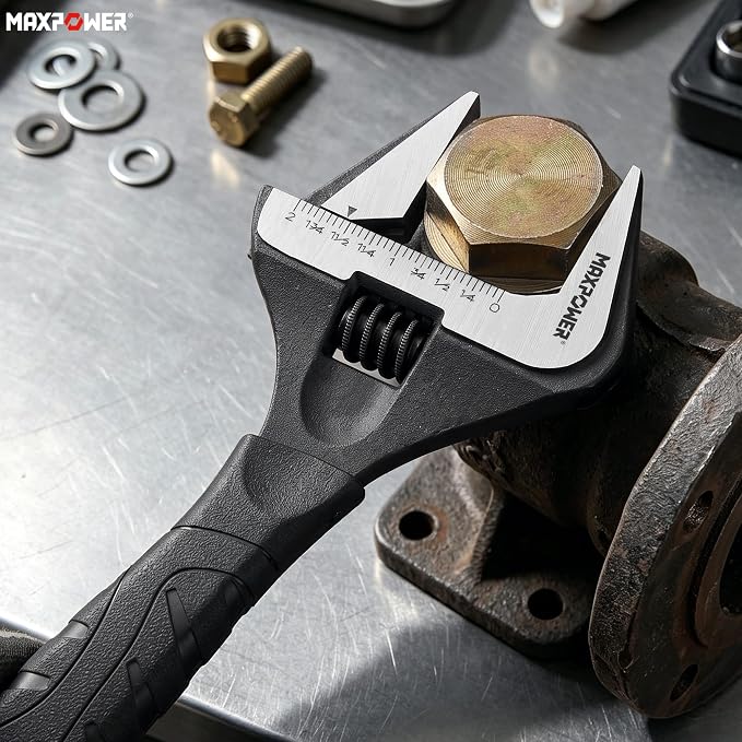MAXPOWER 6 10-inch Wide Jaw Stubby Adjustable Wrench Set | Wider Mouth Plumbing Wrench Short Handle Comfortable Grips
