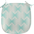 Lunarable Aquamarine Chair Seating Cushion, Retro Nostalgic Pattern with Geometry Inspired Motif and Dotted Lines, Anti-Slip Seat Padding for Kitchen & Patio, 16"x16", Turquoise Eggshell